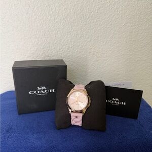 Coach Women's Watch with Pink Band and Gold Accents